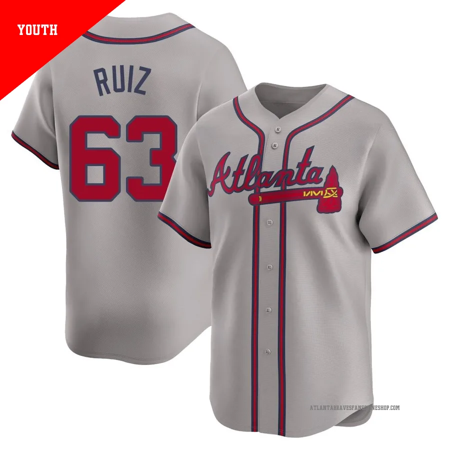 Atlanta Braves ＃63 Jose Ruiz Youth Limited Away Jersey - Gray