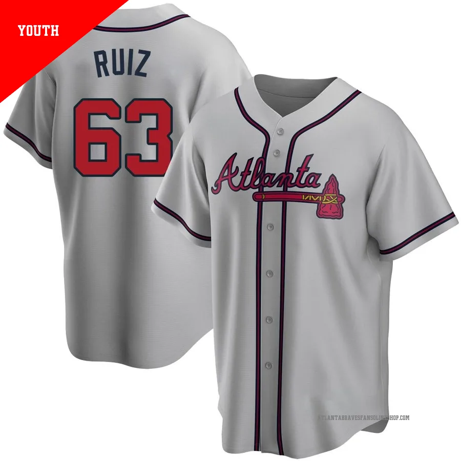 Atlanta Braves ＃63 Jose Ruiz Youth Replica Road Jersey - Gray