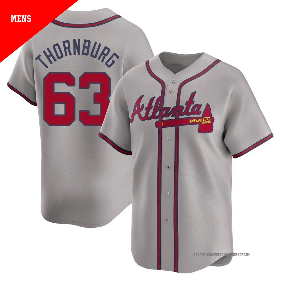Atlanta Braves ＃63 Tyler Thornburg Men's Limited Away Jersey - Gray