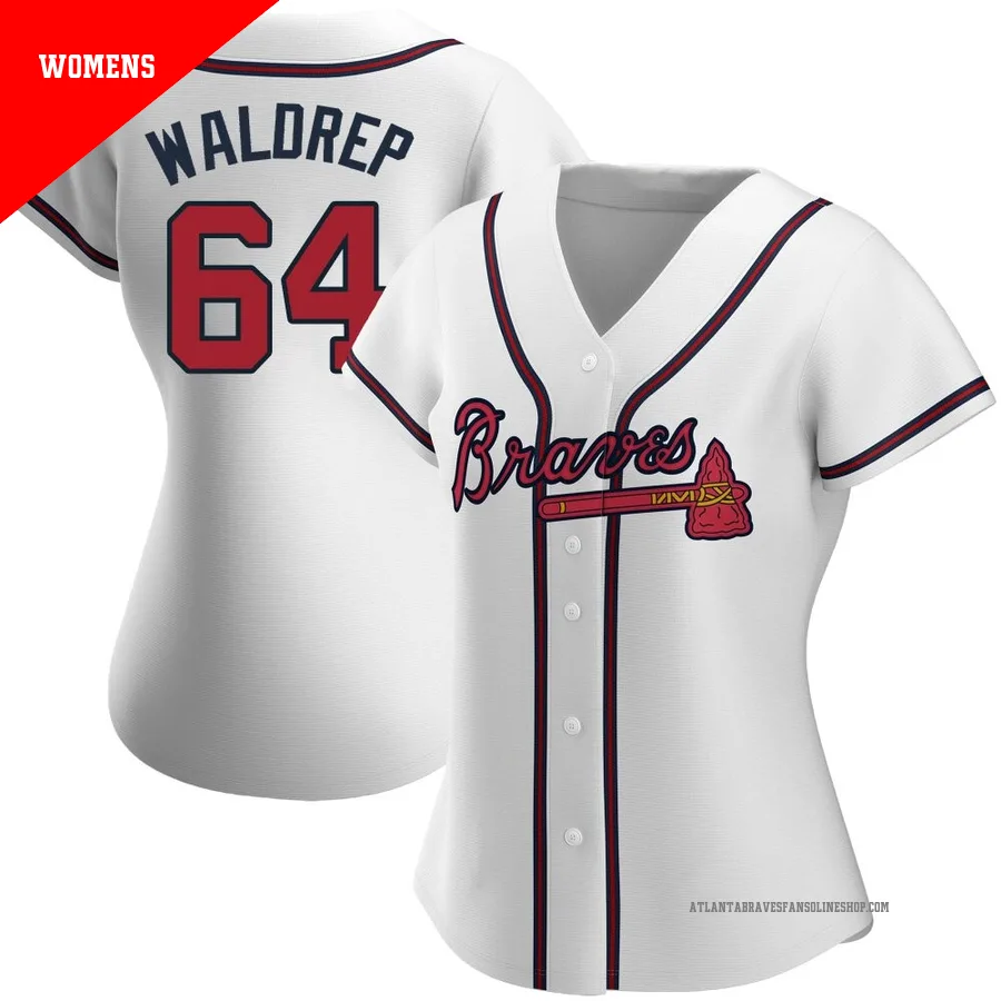 Atlanta Braves ＃64 Hurston Waldrep Women's Authentic Home Jersey - White