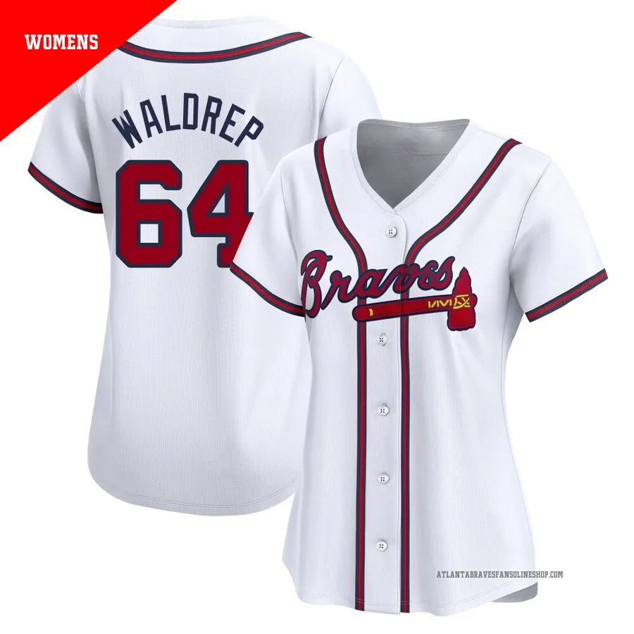 Atlanta Braves ＃64 Hurston Waldrep Women's Limited Home Jersey - White