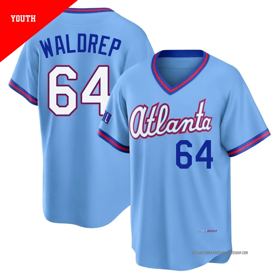 Atlanta Braves ＃64 Hurston Waldrep Youth Limited Powder 2026 City Connect Stadium Jersey - Blue