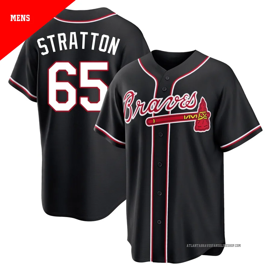 Atlanta Braves ＃65 Hunter Stratton Men's Replica Fashion Out Jersey - Black