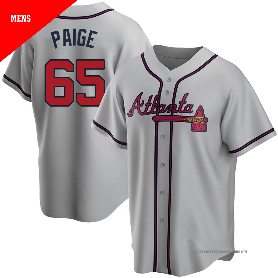 Atlanta Braves ＃65 Satchel Paige Men's Replica Road Jersey - Gray