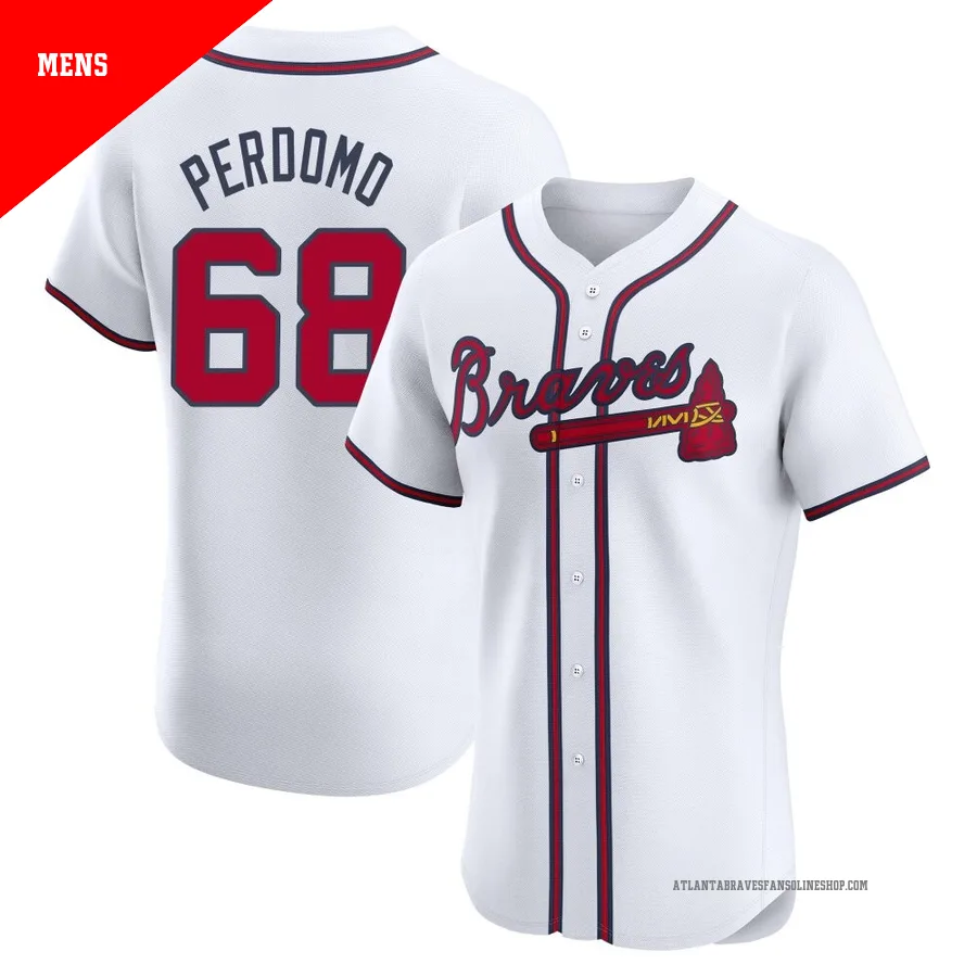 Atlanta Braves ＃68 Angel Perdomo Men's Elite Home Jersey - White