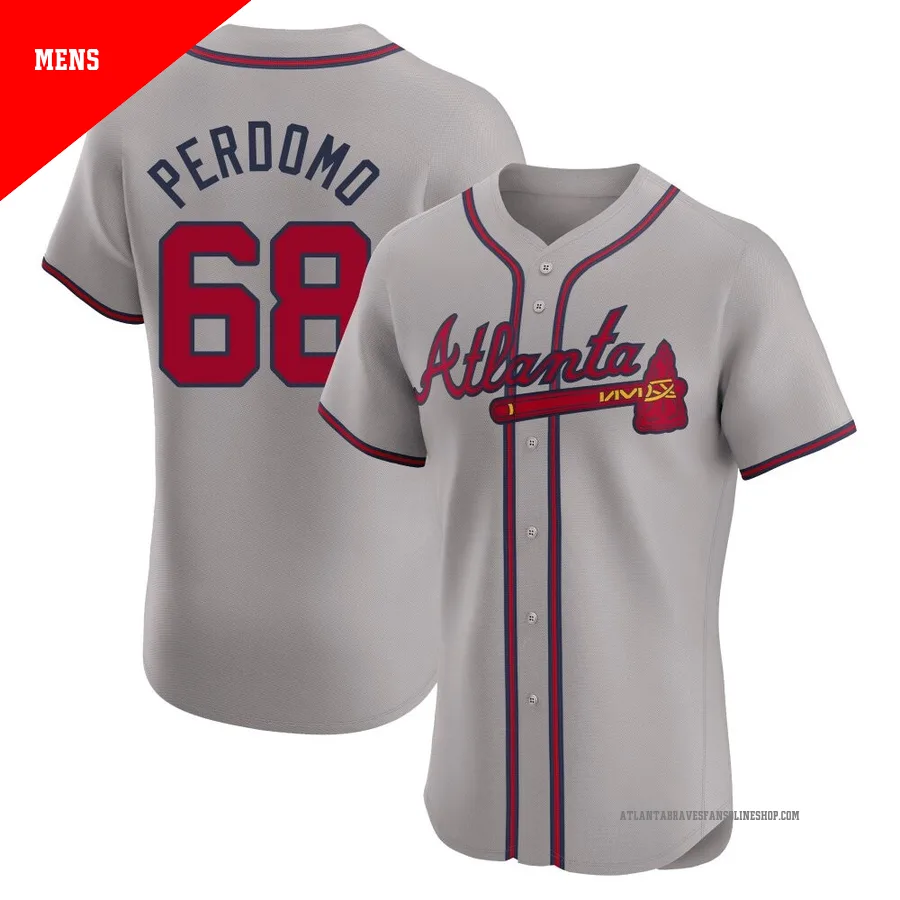 Atlanta Braves ＃68 Angel Perdomo Men's Elite Road Jersey - Gray