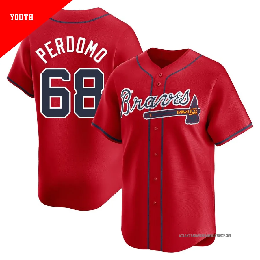 Atlanta Braves ＃68 Angel Perdomo Youth Limited Alternate Jersey - Red