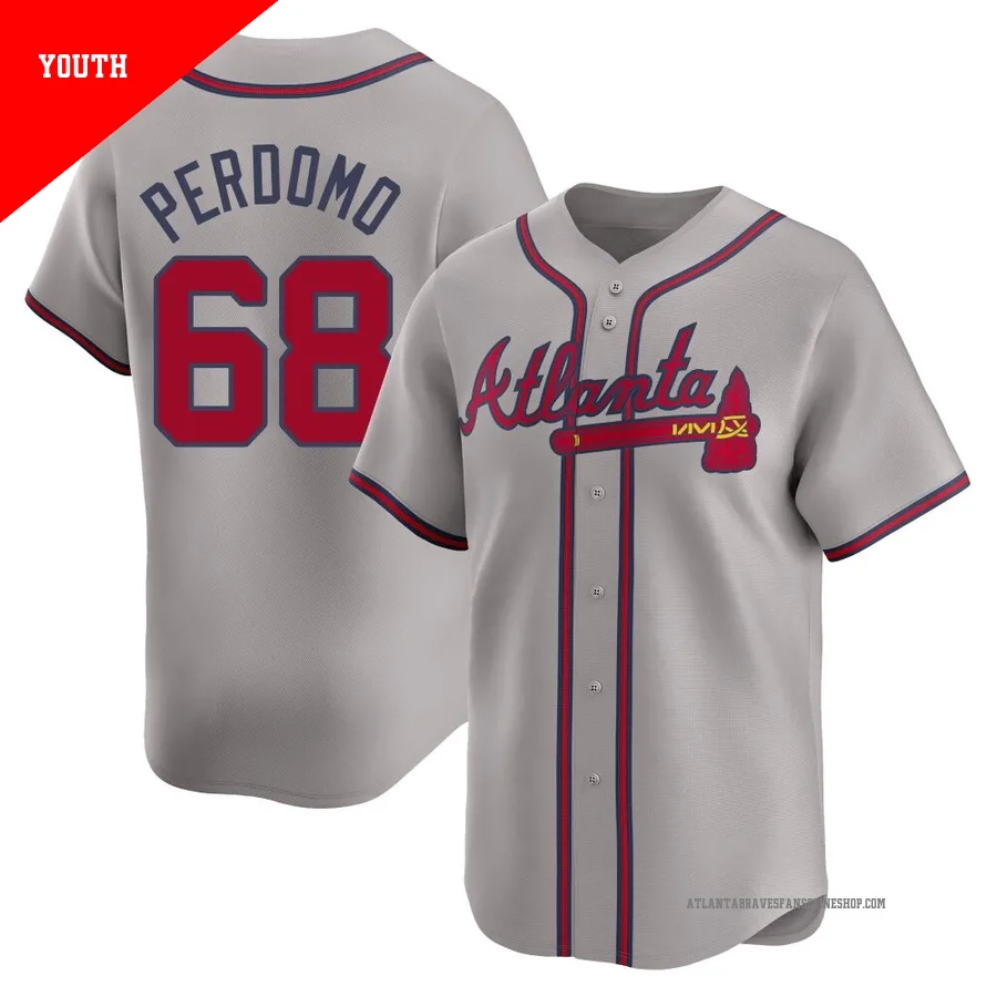 Atlanta Braves ＃68 Angel Perdomo Youth Limited Away Jersey - Gray