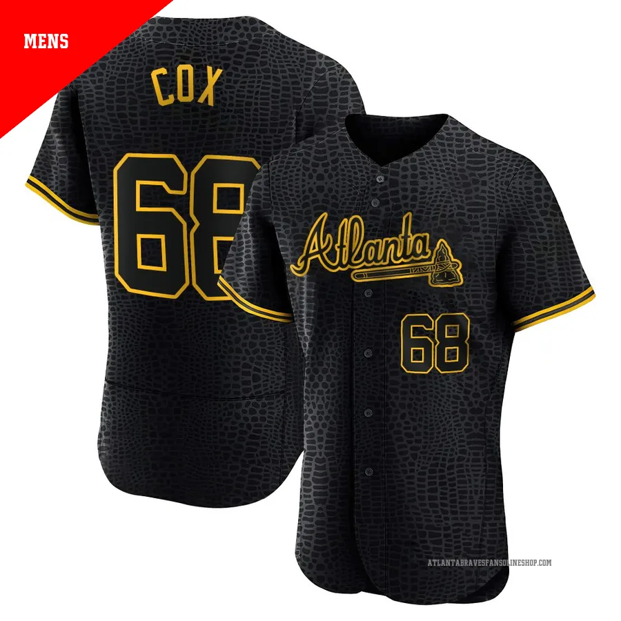 Atlanta Braves ＃68 Austin Cox Men's Authentic Snake Skin City Jersey - Black