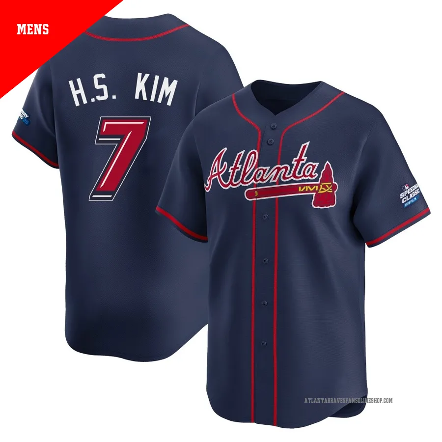 Atlanta Braves ＃7 Ha-Seong Kim Men's Limited 2025 Speedway Classic Alternate Jersey - Navy