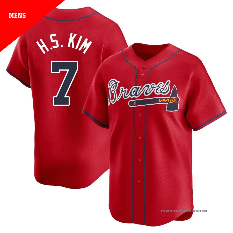 Atlanta Braves ＃7 Ha-Seong Kim Men's Limited Alternate Jersey - Red
