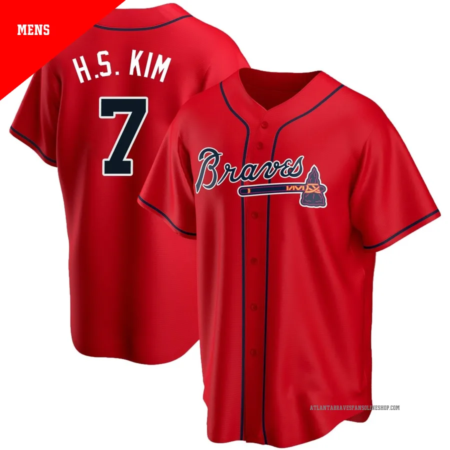 Atlanta Braves ＃7 Ha-Seong Kim Men's Replica Alternate Jersey - Red