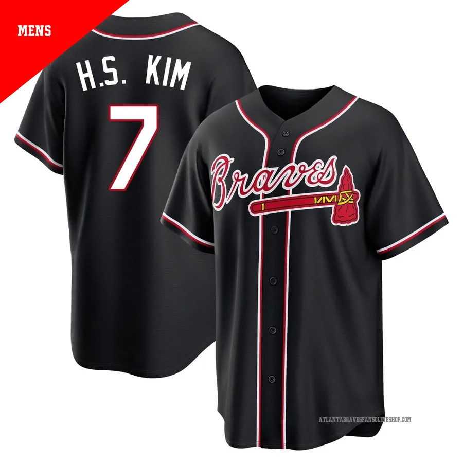 Atlanta Braves ＃7 Ha-Seong Kim Men's Replica Fashion Out Jersey - Black