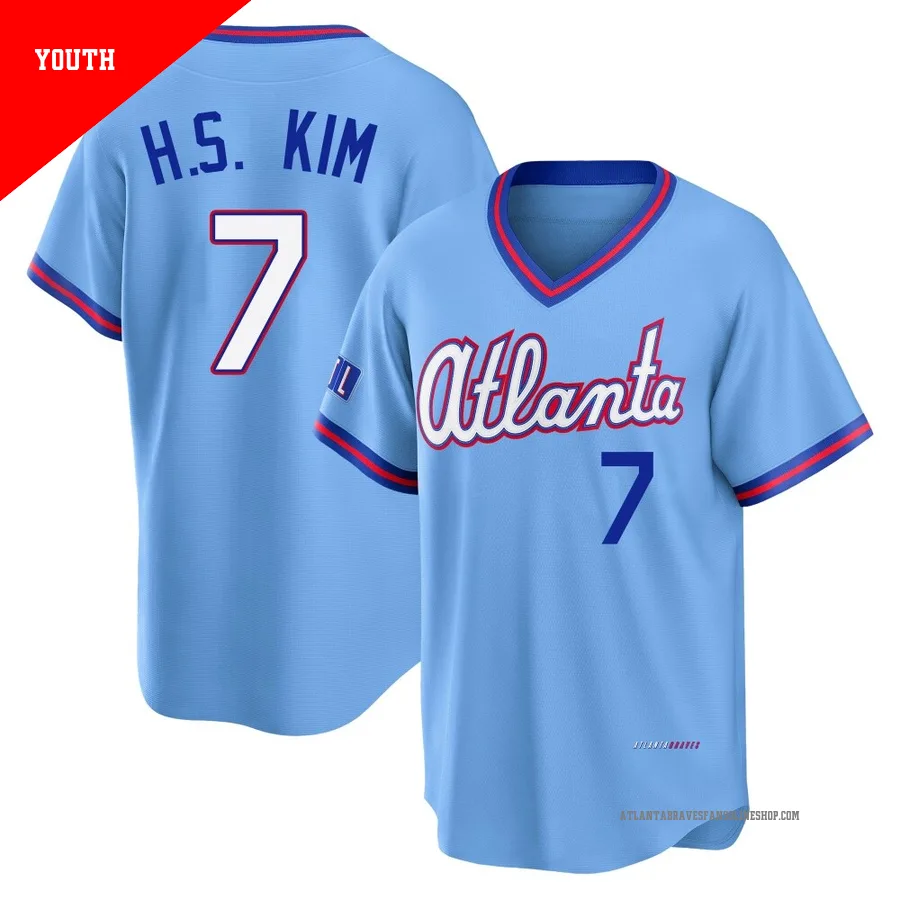 Atlanta Braves ＃7 Ha-Seong Kim Youth Limited Powder 2026 City Connect Stadium Jersey - Blue