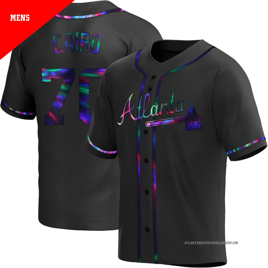 Atlanta Braves ＃70 Christian Cairo Men's Replica Holographic Alternate Jersey - Black