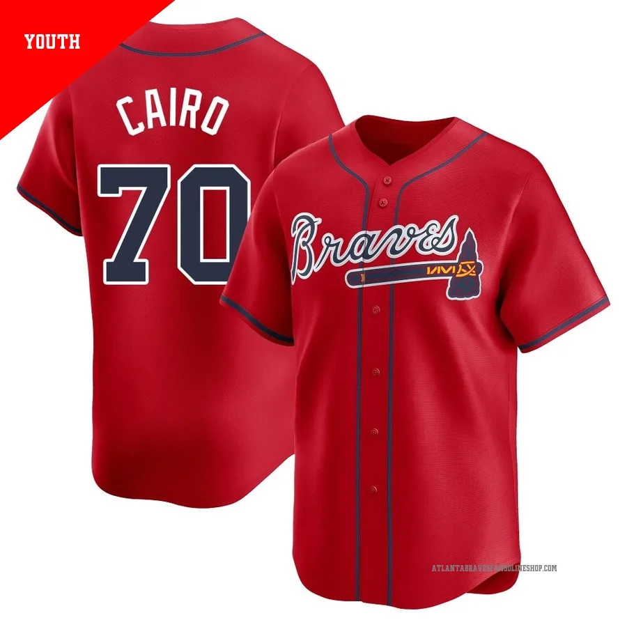 Atlanta Braves ＃70 Christian Cairo Youth Limited Alternate Jersey - Red