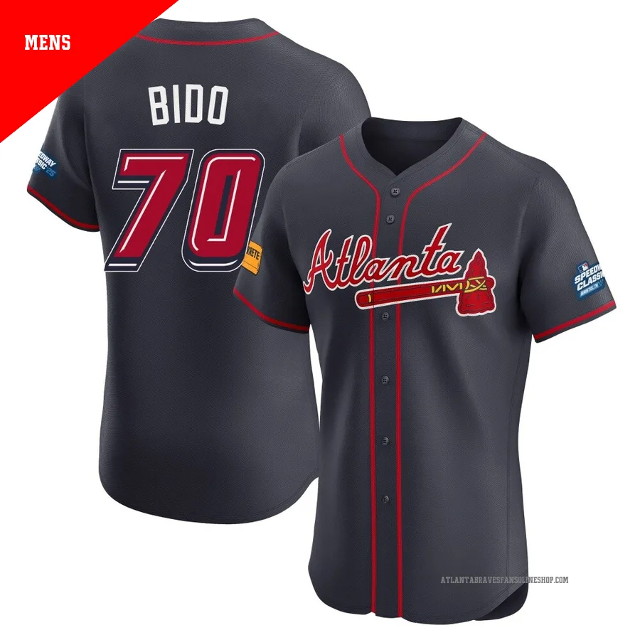 Atlanta Braves ＃70 Osvaldo Bido Men's Elite 2025 Speedway Classic Alternate Jersey - Navy