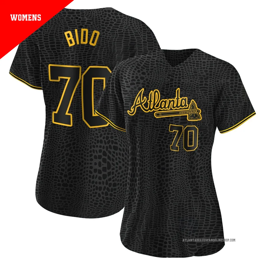 Atlanta Braves ＃70 Osvaldo Bido Women's Replica Snake Skin City Jersey - Black
