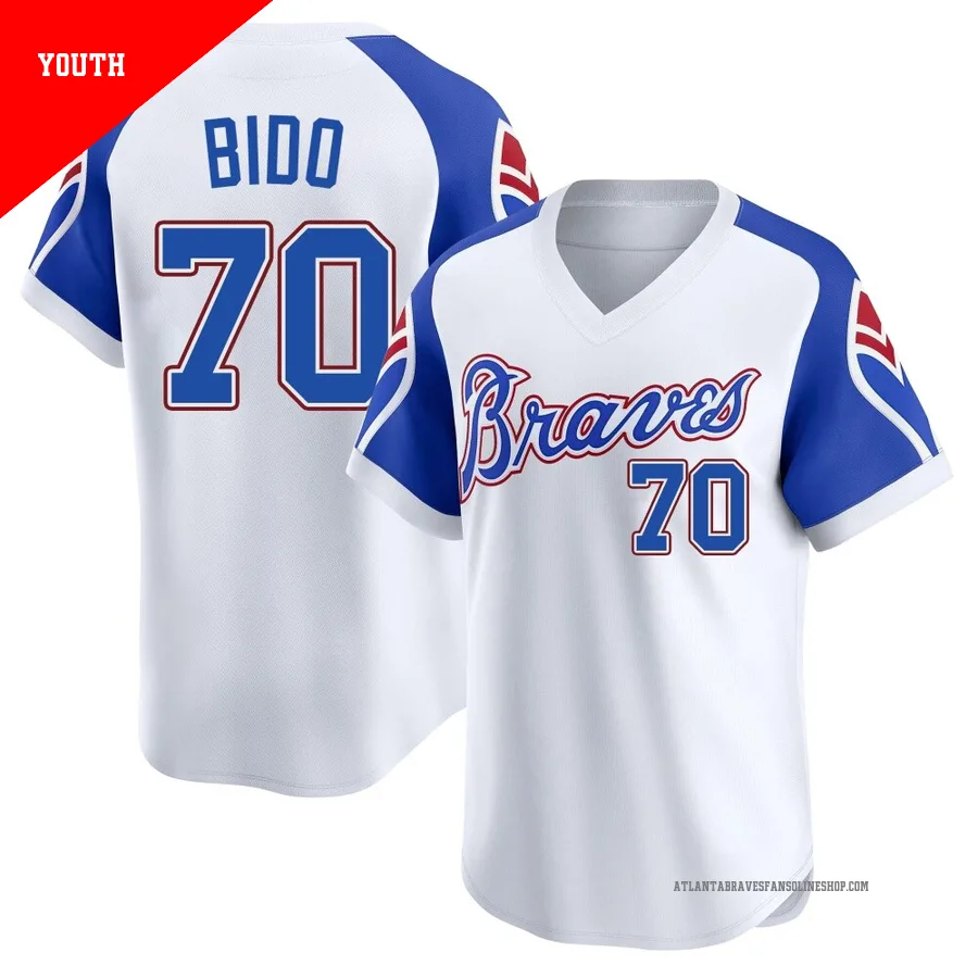 Atlanta Braves ＃70 Osvaldo Bido Youth Limited Throwback Cooperstown Collection Jersey - White