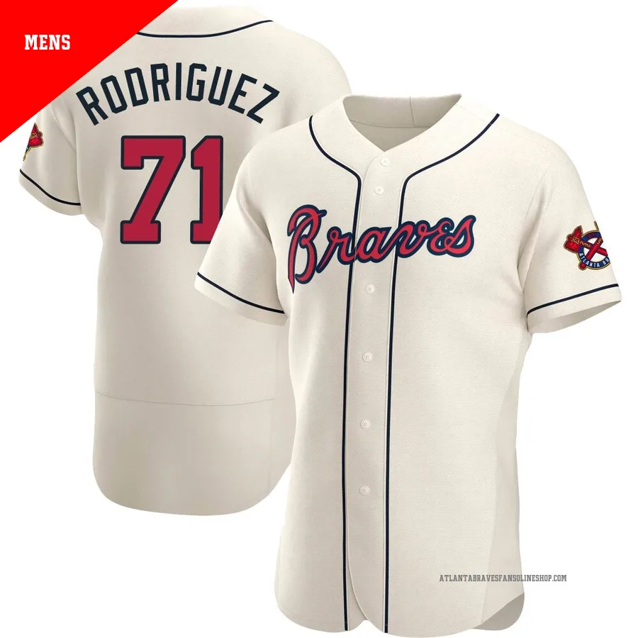 Atlanta Braves ＃71 Carlos Rodriguez Men's Authentic Alternate Jersey - Cream