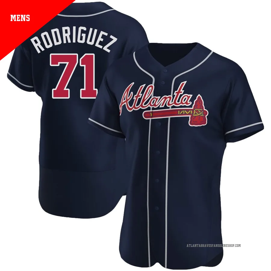 Atlanta Braves ＃71 Carlos Rodriguez Men's Authentic Alternate Jersey - Navy