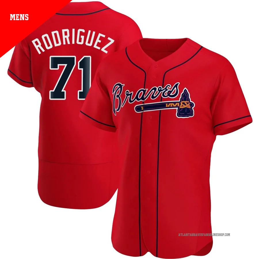 Atlanta Braves ＃71 Carlos Rodriguez Men's Authentic Alternate Jersey - Red
