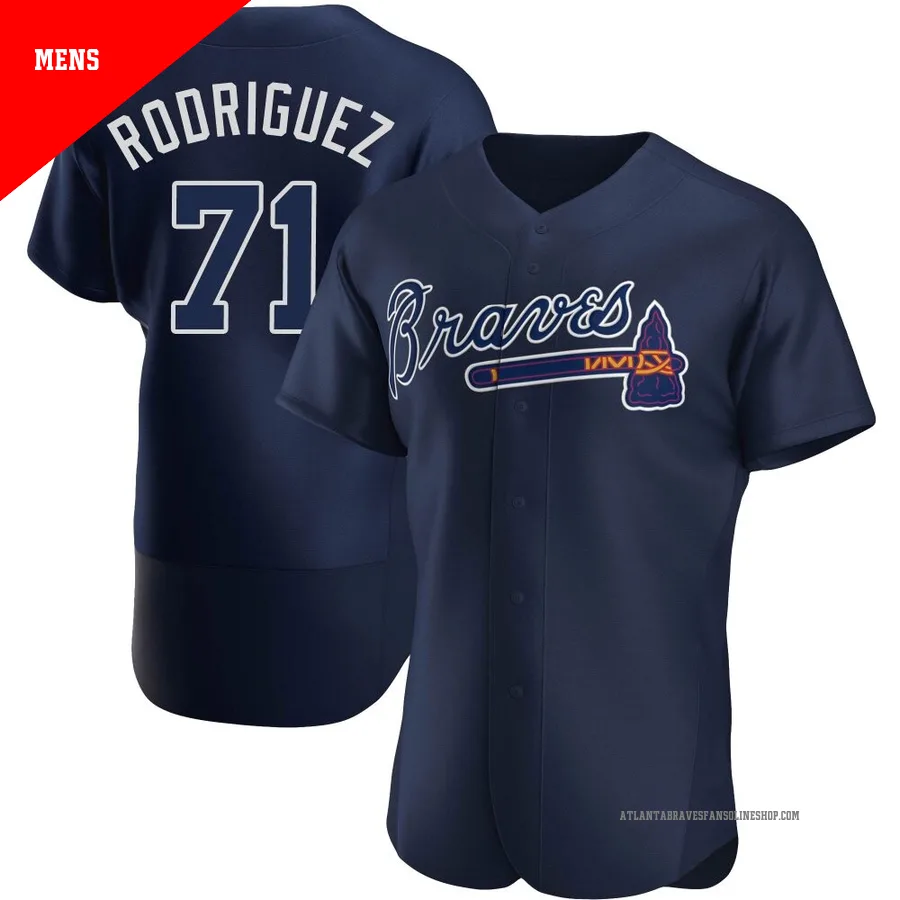 Atlanta Braves ＃71 Carlos Rodriguez Men's Authentic Alternate Team Name Jersey - Navy