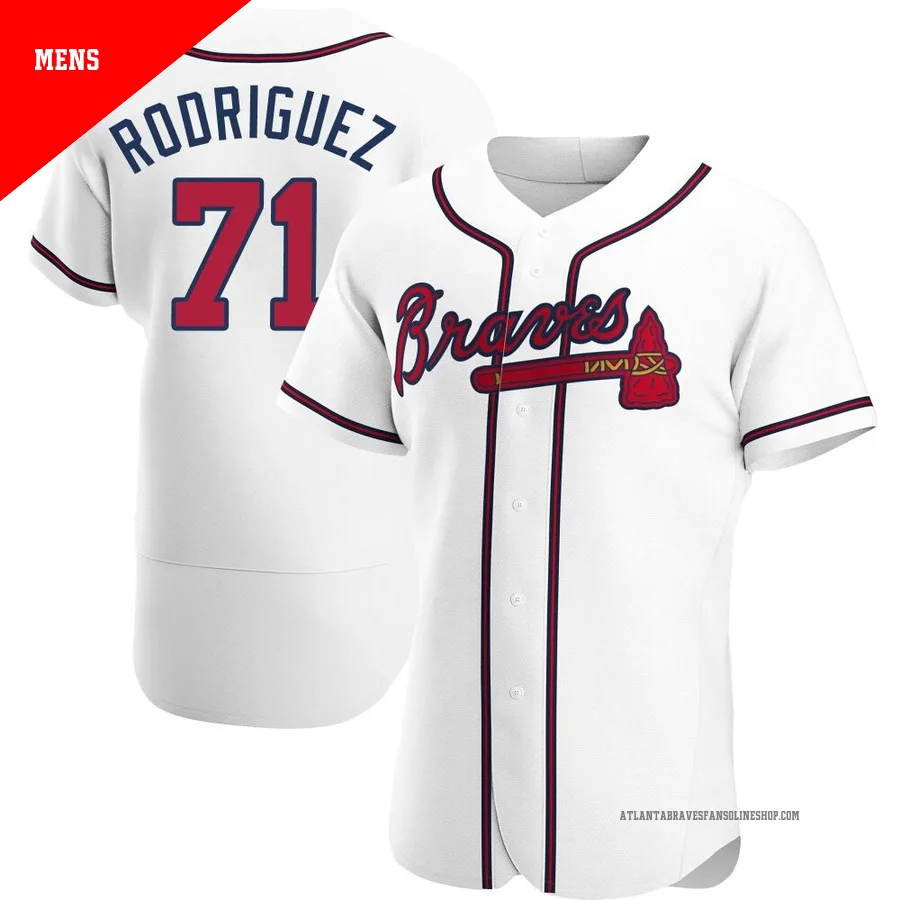 Atlanta Braves ＃71 Carlos Rodriguez Men's Authentic Home Jersey - White