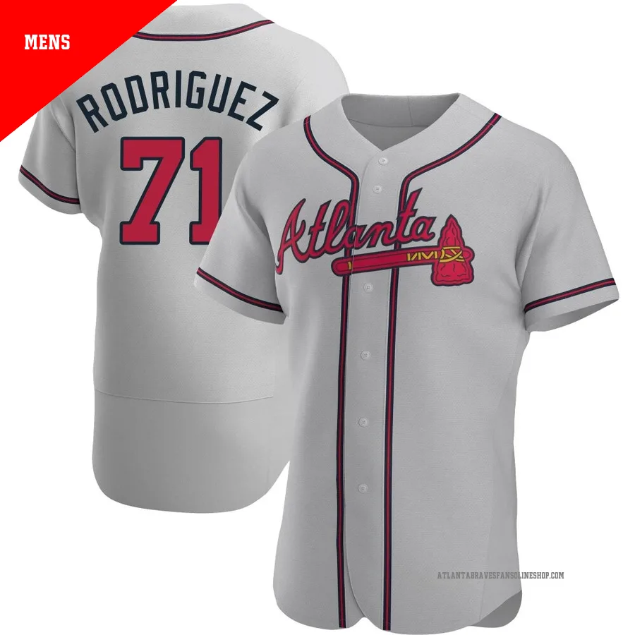 Atlanta Braves ＃71 Carlos Rodriguez Men's Authentic Road Jersey - Gray
