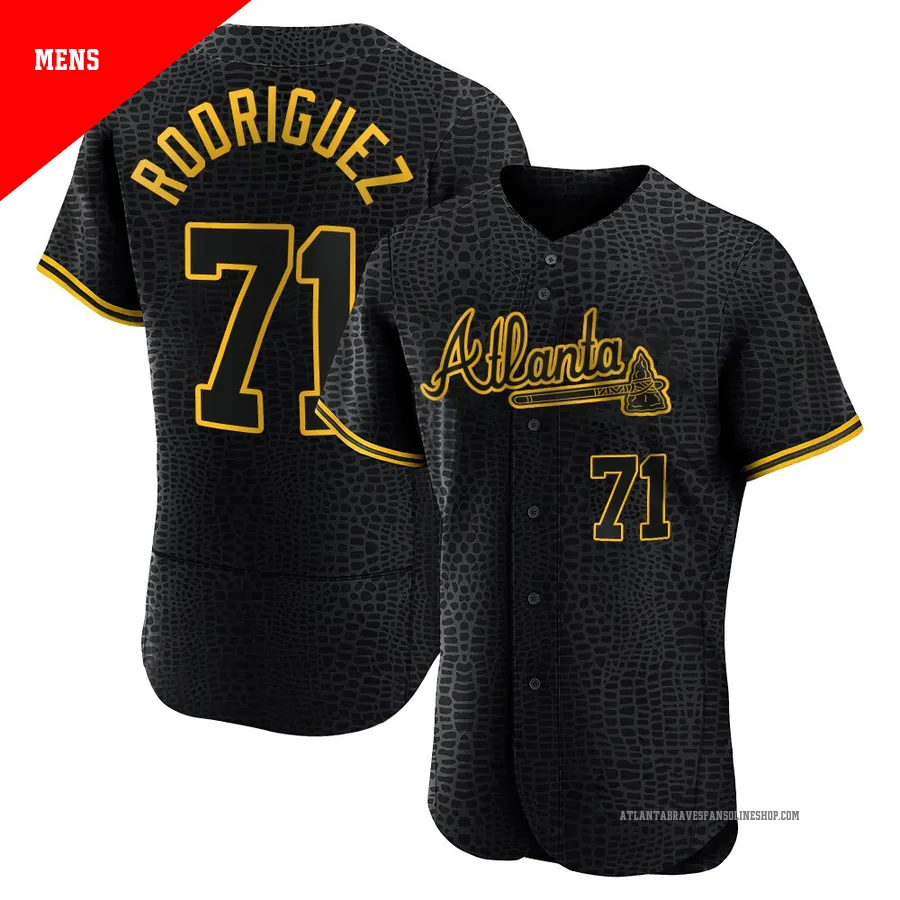 Atlanta Braves ＃71 Carlos Rodriguez Men's Authentic Snake Skin City Jersey - Black