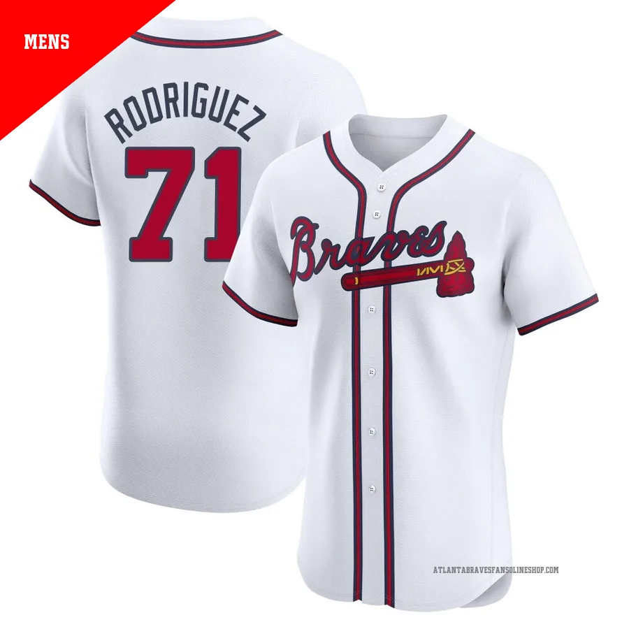Atlanta Braves ＃71 Carlos Rodriguez Men's Elite Home Jersey - White