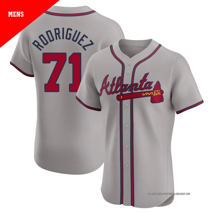 Atlanta Braves ＃71 Carlos Rodriguez Men's Elite Road Jersey - Gray