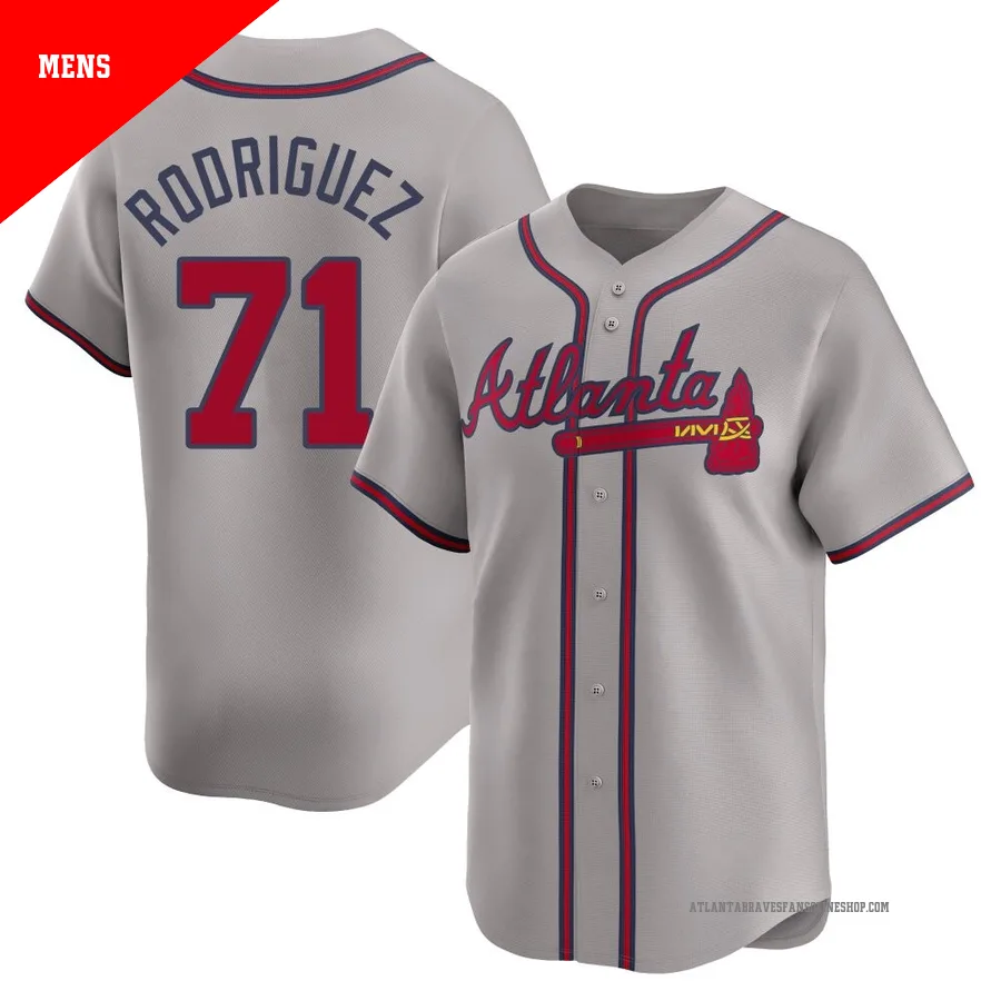 Atlanta Braves ＃71 Carlos Rodriguez Men's Limited Away Jersey - Gray