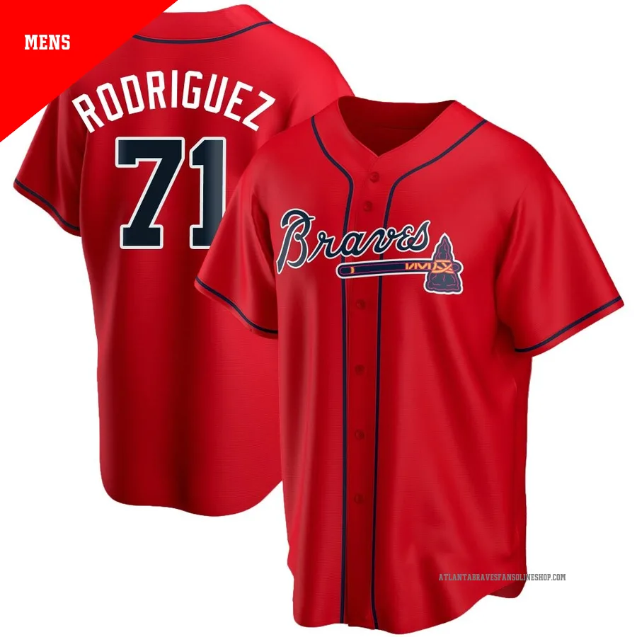 Atlanta Braves ＃71 Carlos Rodriguez Men's Replica Alternate Jersey - Red