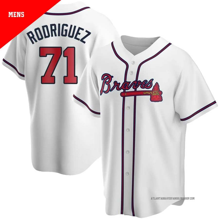 Atlanta Braves ＃71 Carlos Rodriguez Men's Replica Home Jersey - White