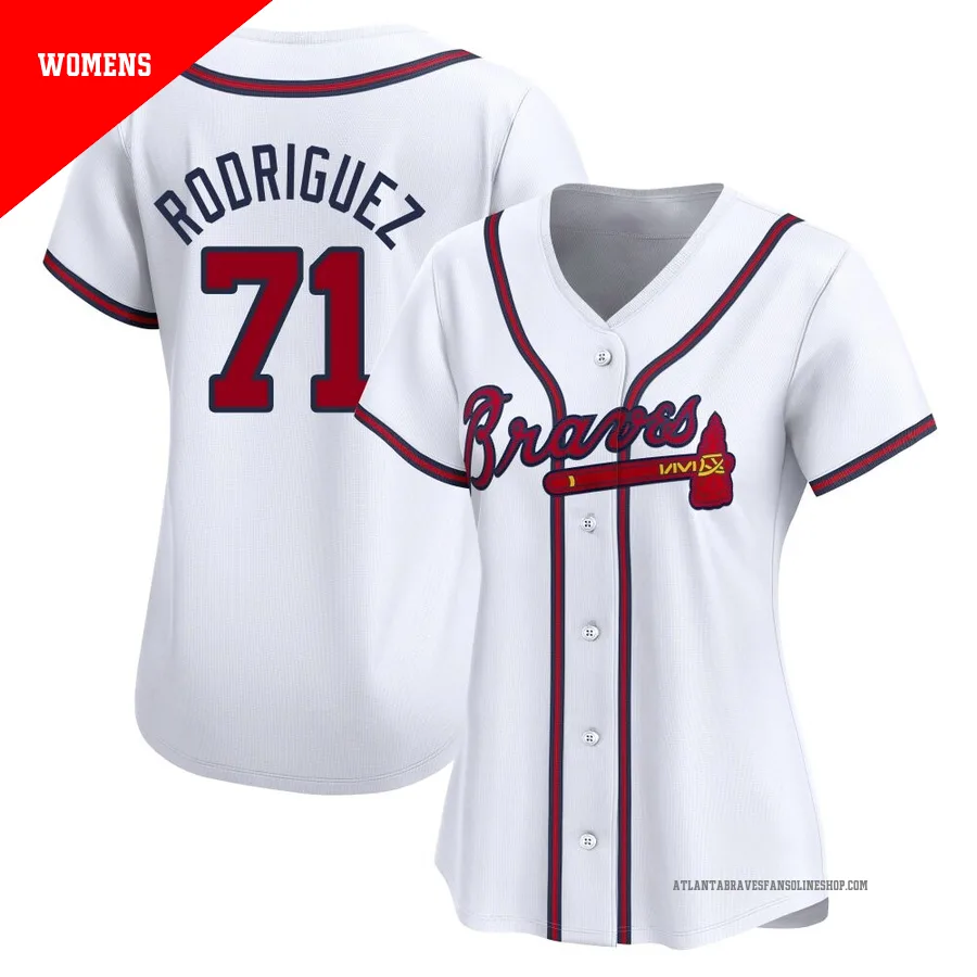 Atlanta Braves ＃71 Carlos Rodriguez Women's Limited Home Jersey - White