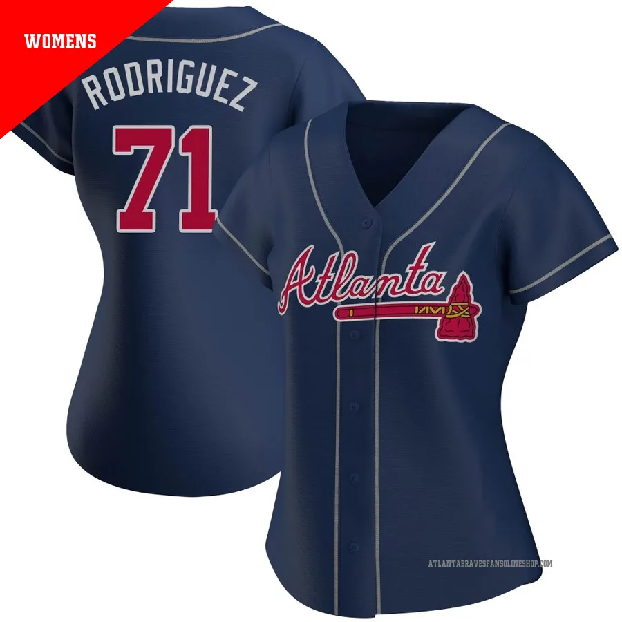Atlanta Braves ＃71 Carlos Rodriguez Women's Replica Alternate Jersey - Navy