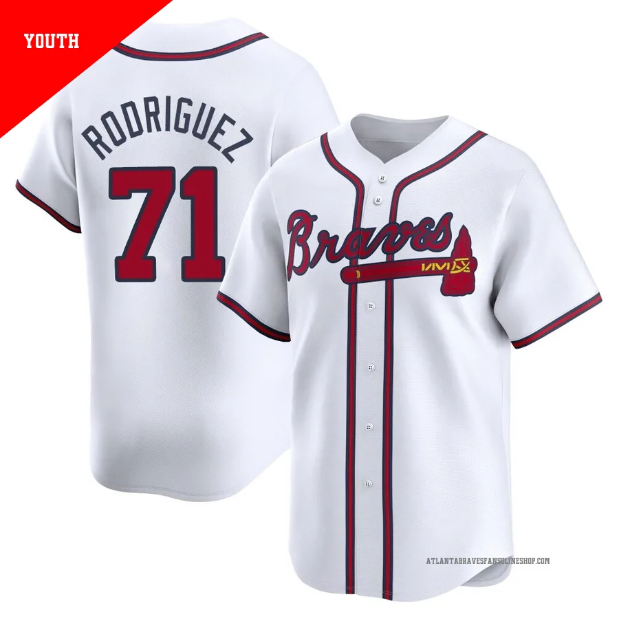Atlanta Braves ＃71 Carlos Rodriguez Youth Limited Home Jersey - White