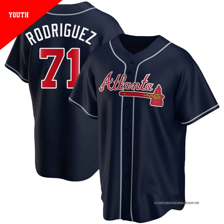 Atlanta Braves ＃71 Carlos Rodriguez Youth Replica Alternate Jersey - Navy