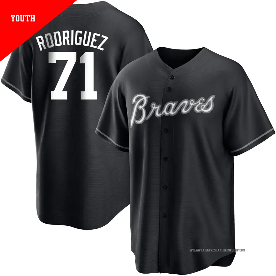 Atlanta Braves ＃71 Carlos Rodriguez Youth Replica Jersey - Black/White