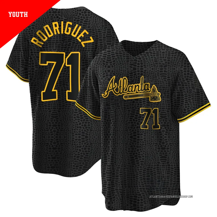 Atlanta Braves ＃71 Carlos Rodriguez Youth Replica Snake Skin City Jersey - Black