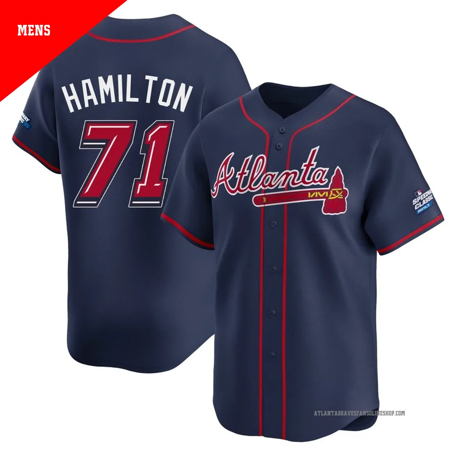 Atlanta Braves ＃71 Ian Hamilton Men's Limited 2025 Speedway Classic Alternate Jersey - Navy