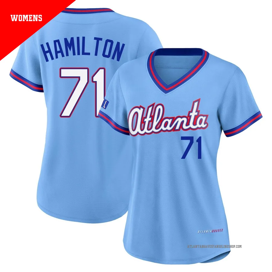 Atlanta Braves ＃71 Ian Hamilton Women's Limited Powder 2026 City Connect Stadium Jersey - Blue