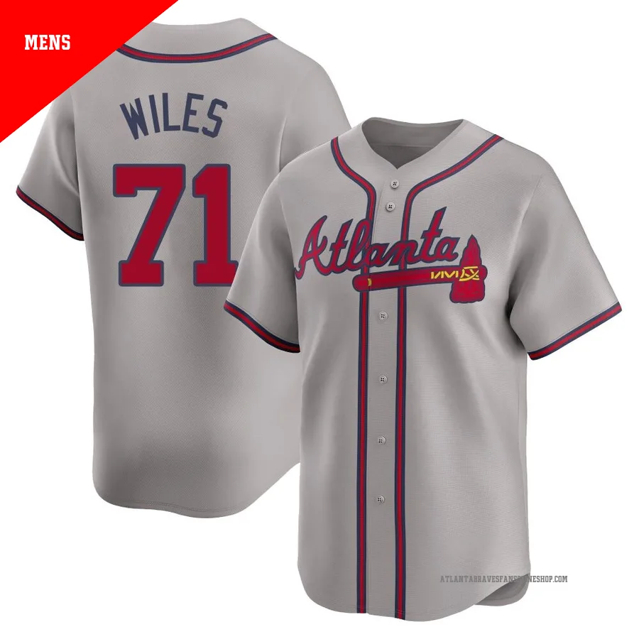 Atlanta Braves ＃71 Nathan Wiles Men's Limited Away Jersey - Gray