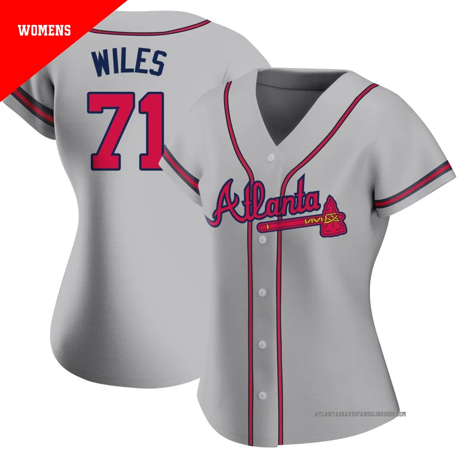 Atlanta Braves ＃71 Nathan Wiles Women's Replica Road Jersey - Gray