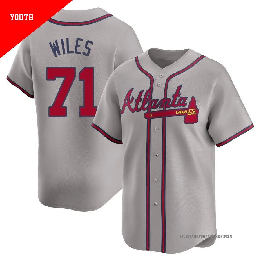 Atlanta Braves ＃71 Nathan Wiles Youth Limited Away Jersey - Gray