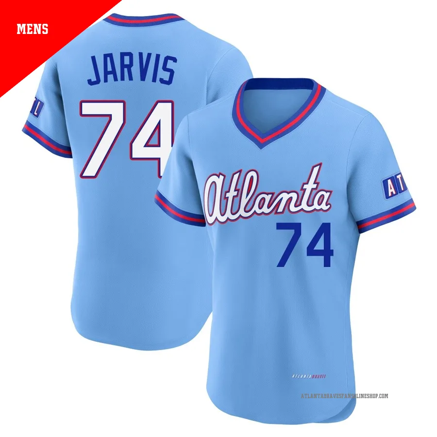 Atlanta Braves ＃74 Jim Jarvis Men's Authentic Powder 2026 City Connect Stadium Jersey - Blue