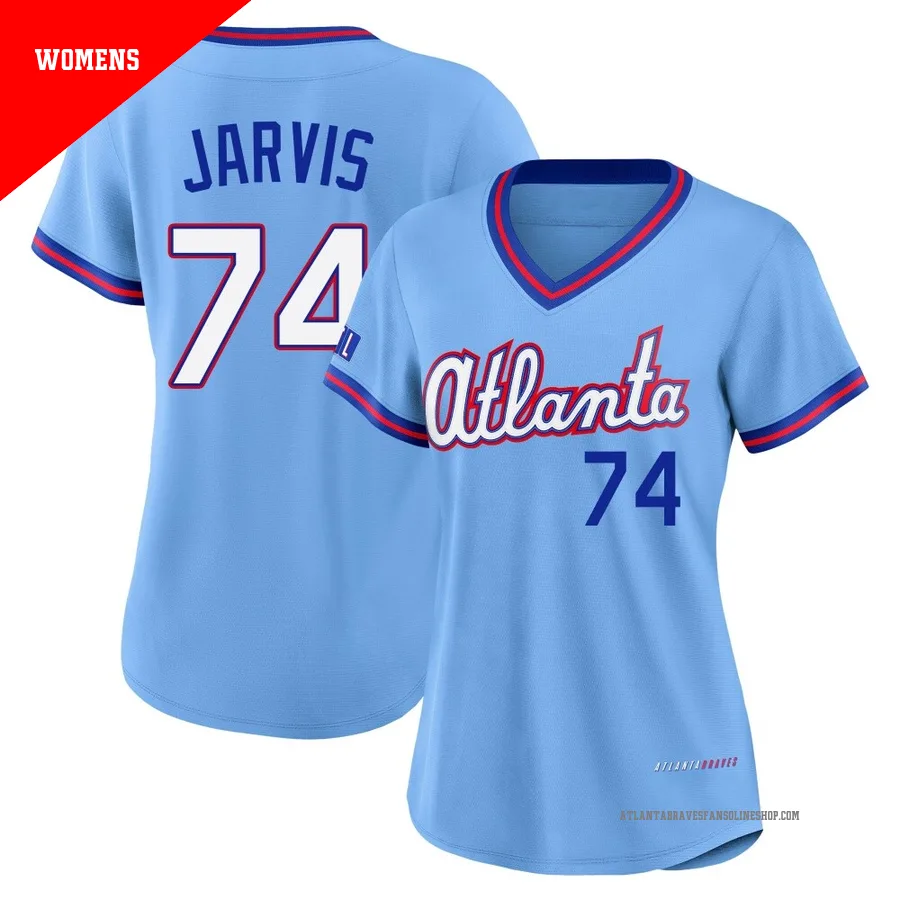 Atlanta Braves ＃74 Jim Jarvis Women's Limited Powder 2026 City Connect Stadium Jersey - Blue