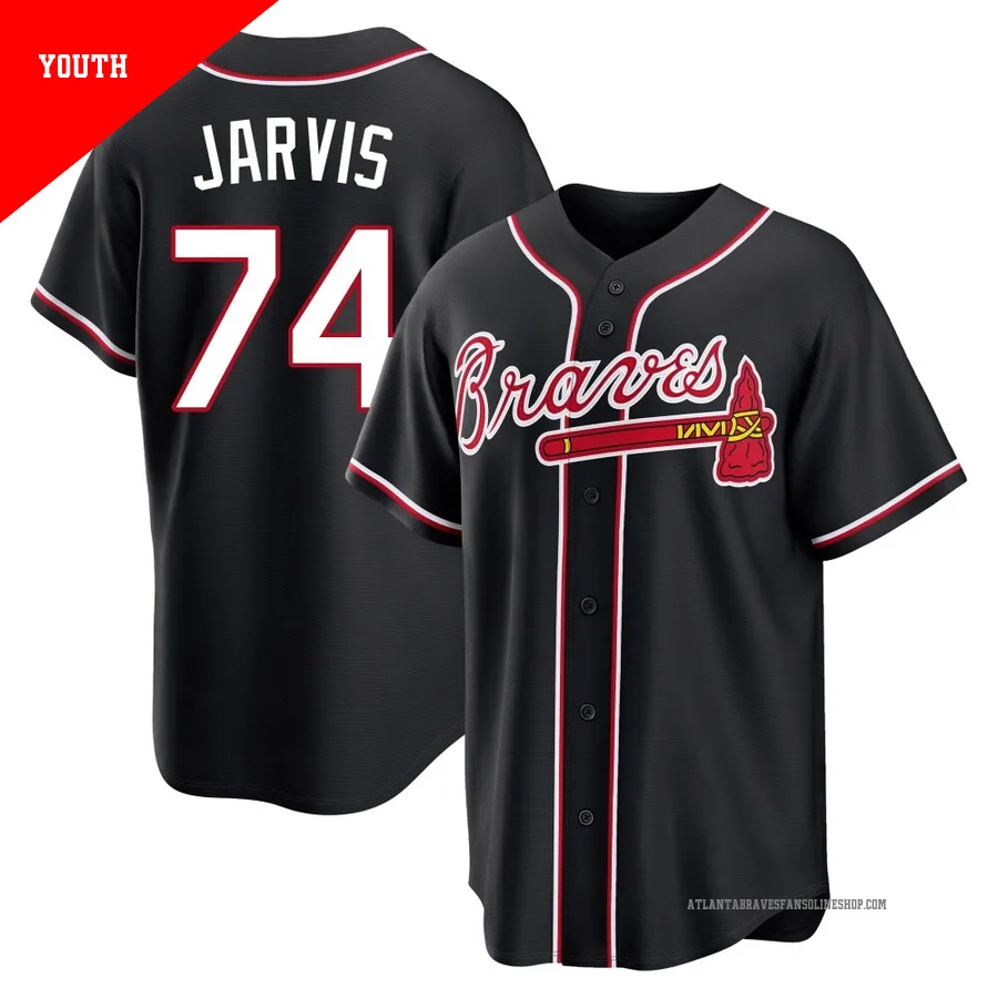 Atlanta Braves ＃74 Jim Jarvis Youth Replica Fashion Out Jersey - Black