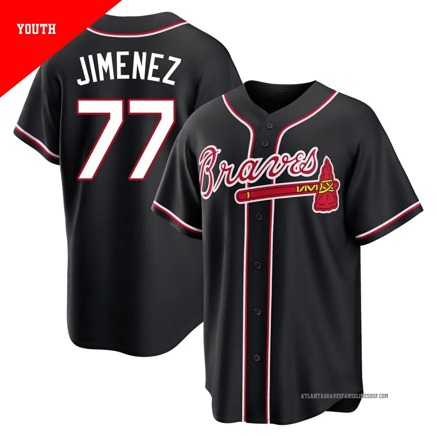Atlanta Braves ＃77 Joe Jimenez Youth Replica Fashion Out Jersey - Black